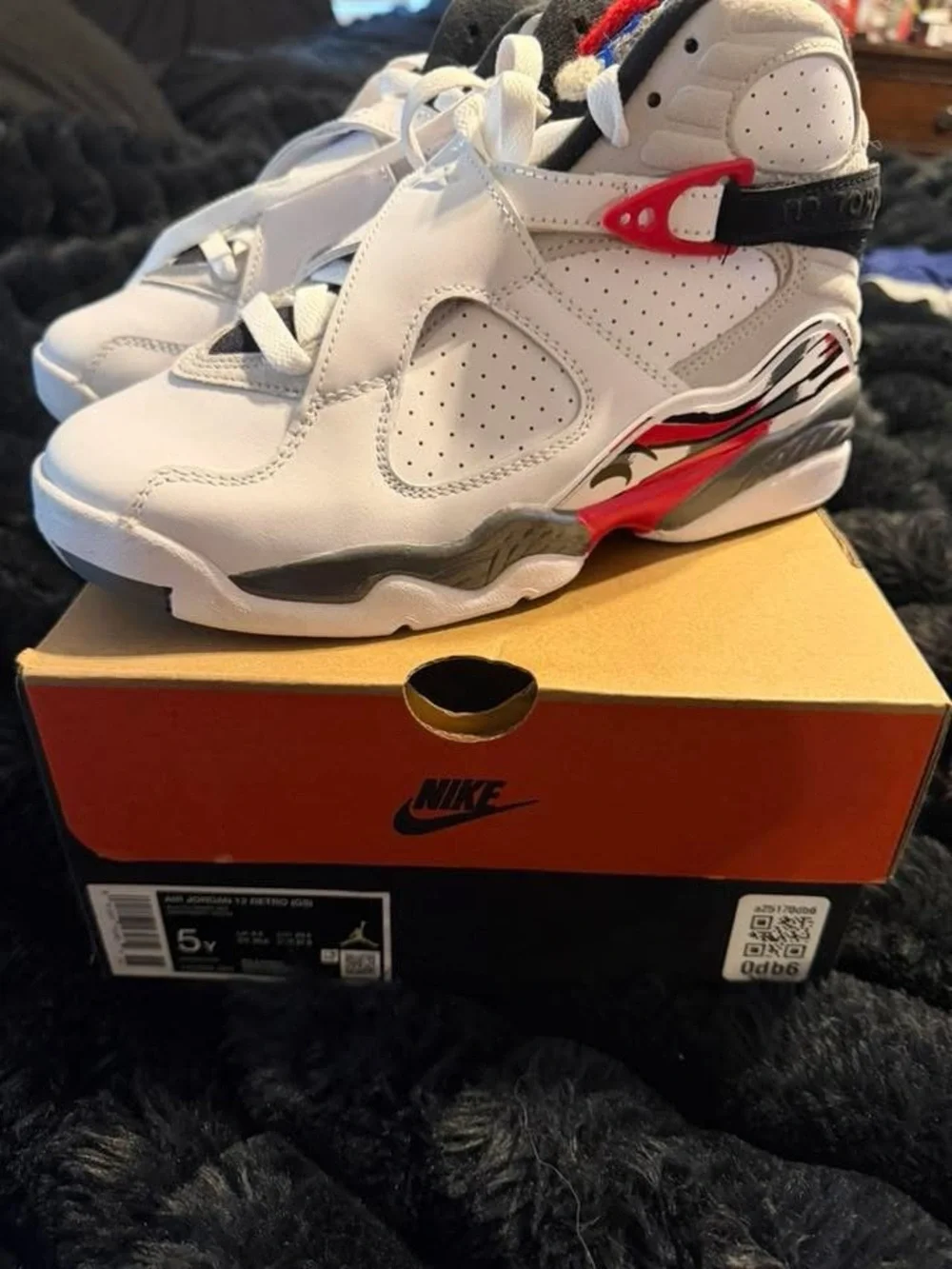 Nike Kids White, Red & Black Retro Basketball Sneakers